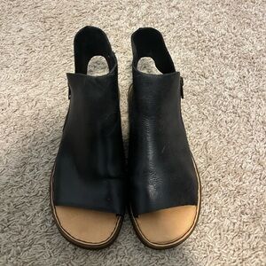 Born Black and Tan Open-Toe Mules